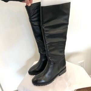 Steve Madden Loralye Lug-Sole Slouch Tall Boots Dark Brown Leather, Size 8 NIB